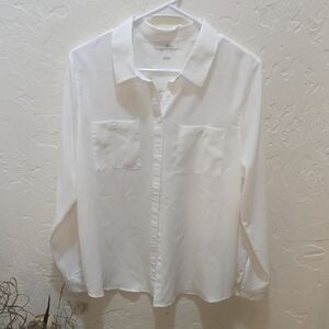 Roz & Ali White Button-Up Blouse